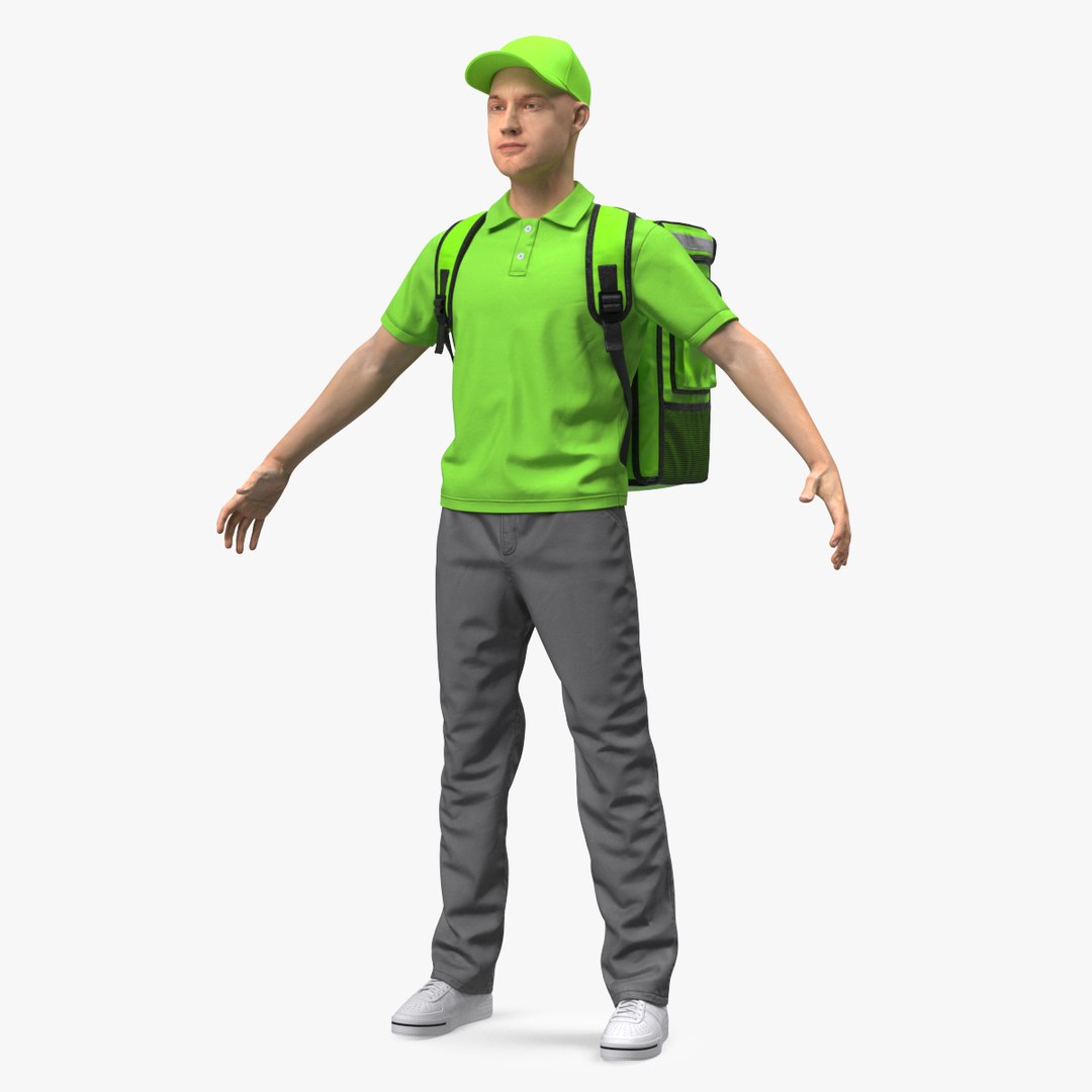 Food Delivery Man T Pose 3D model preview
