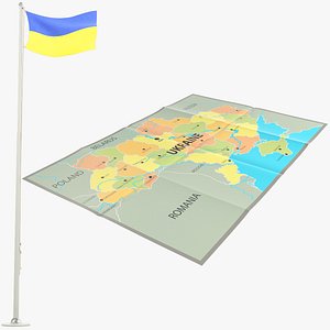 3D model Ukrainian Flag and Map Collection V4