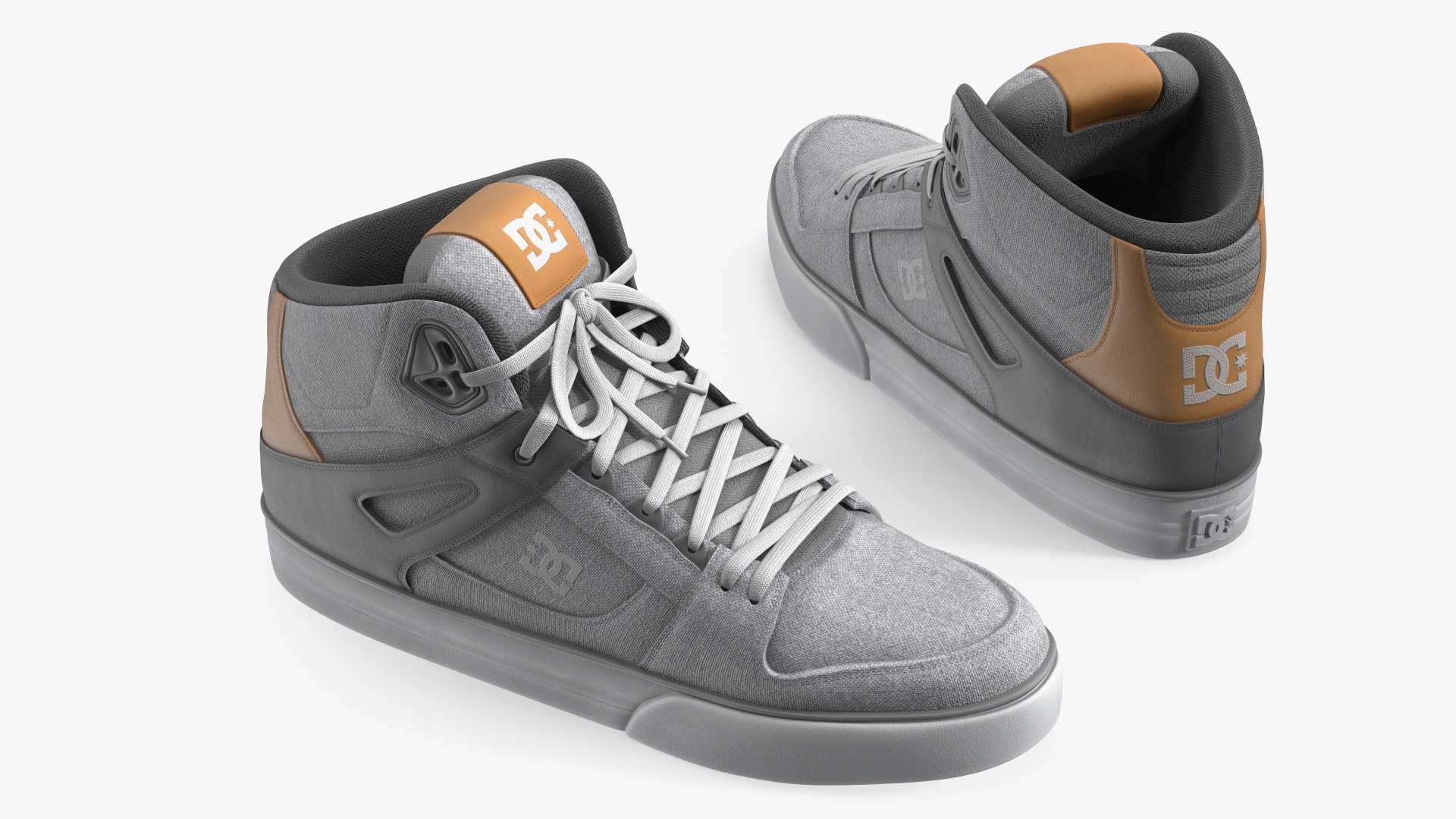 DC Casual Skate Sneakers Light Gray 3D model preview