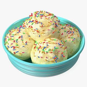 Vanilla Ice Cream on Cyan Bowl