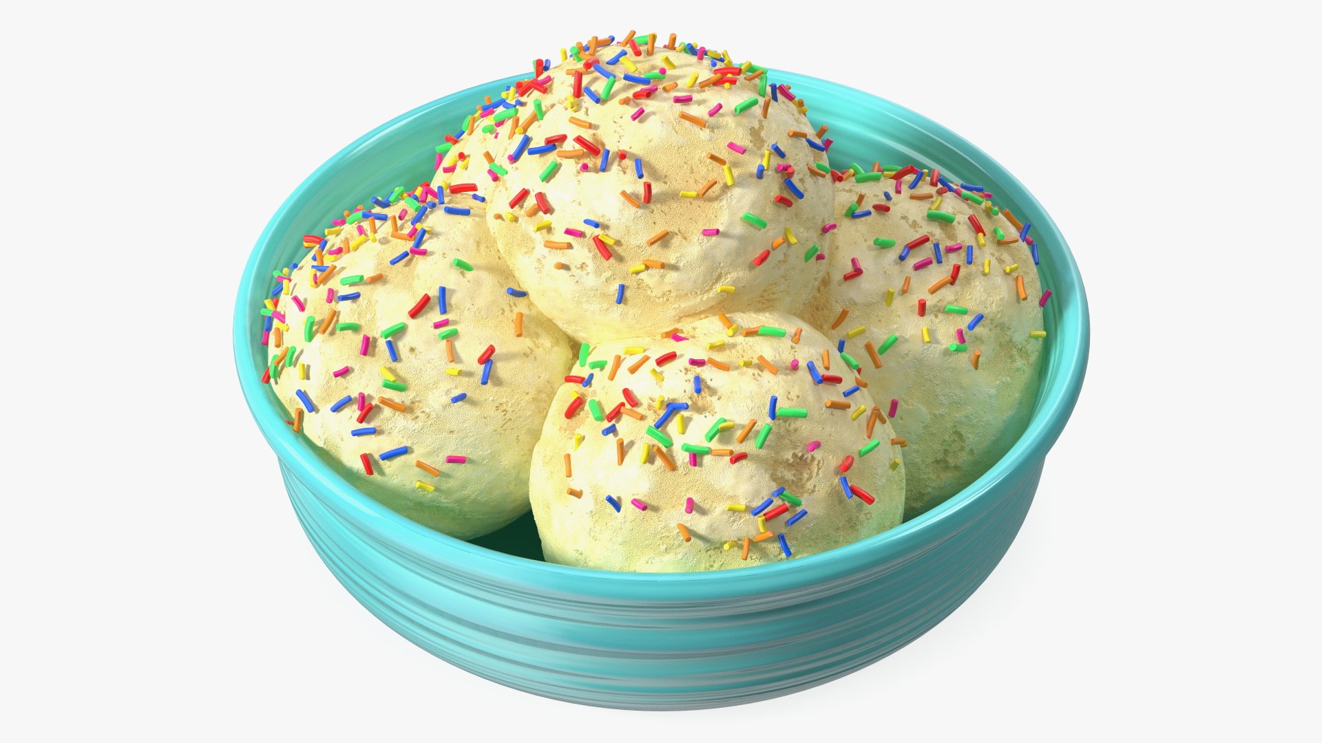 Vanilla Ice Cream on Cyan Bowl 3D model preview