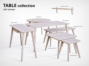 3D table ash veneer desk