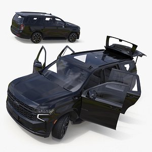 SUV Chevrolet Tahoe 2024 Black Rigged 3D model