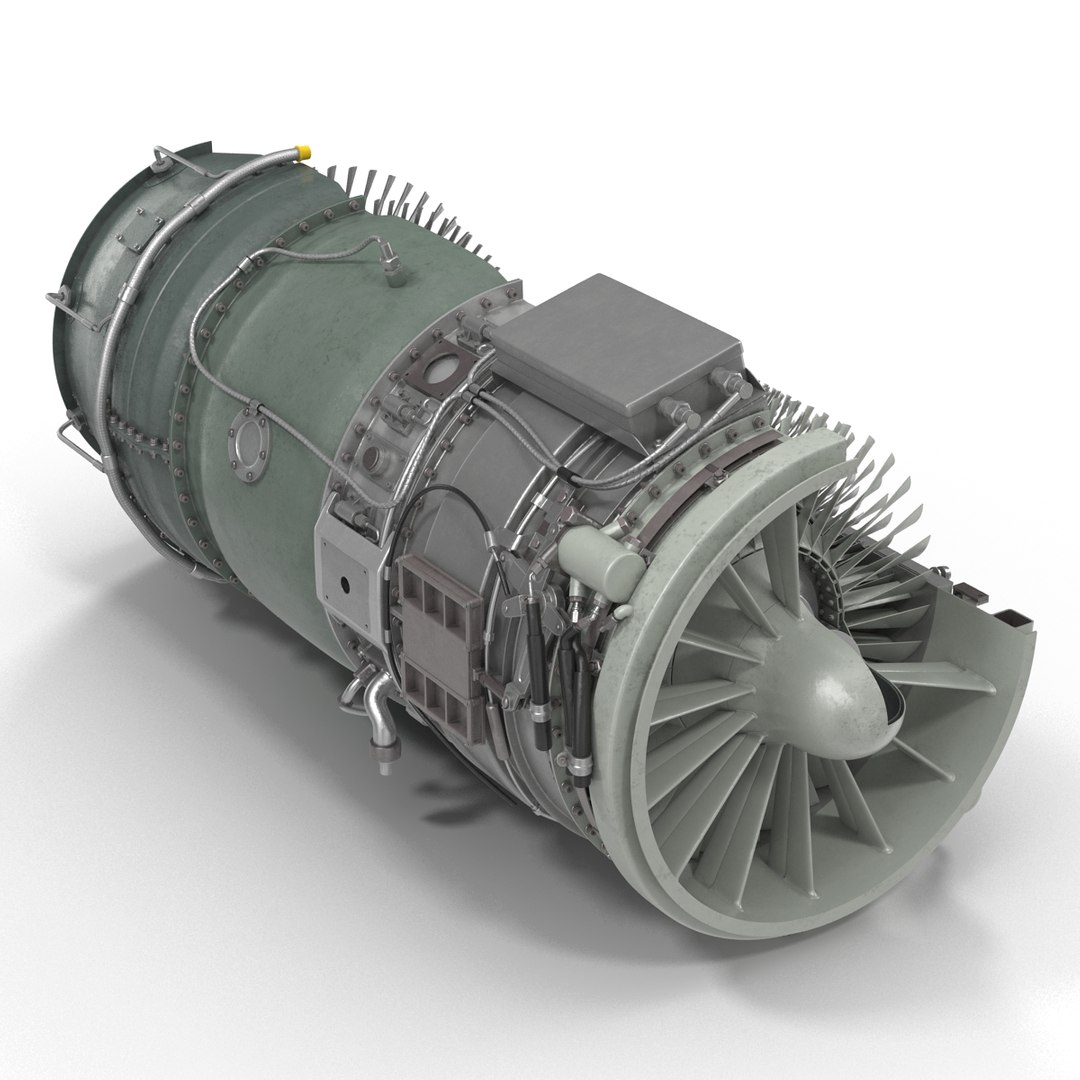 3d obj turbojet engine sectioned