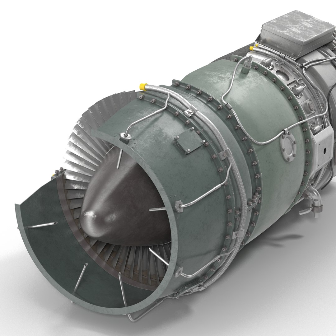 3d obj turbojet engine sectioned