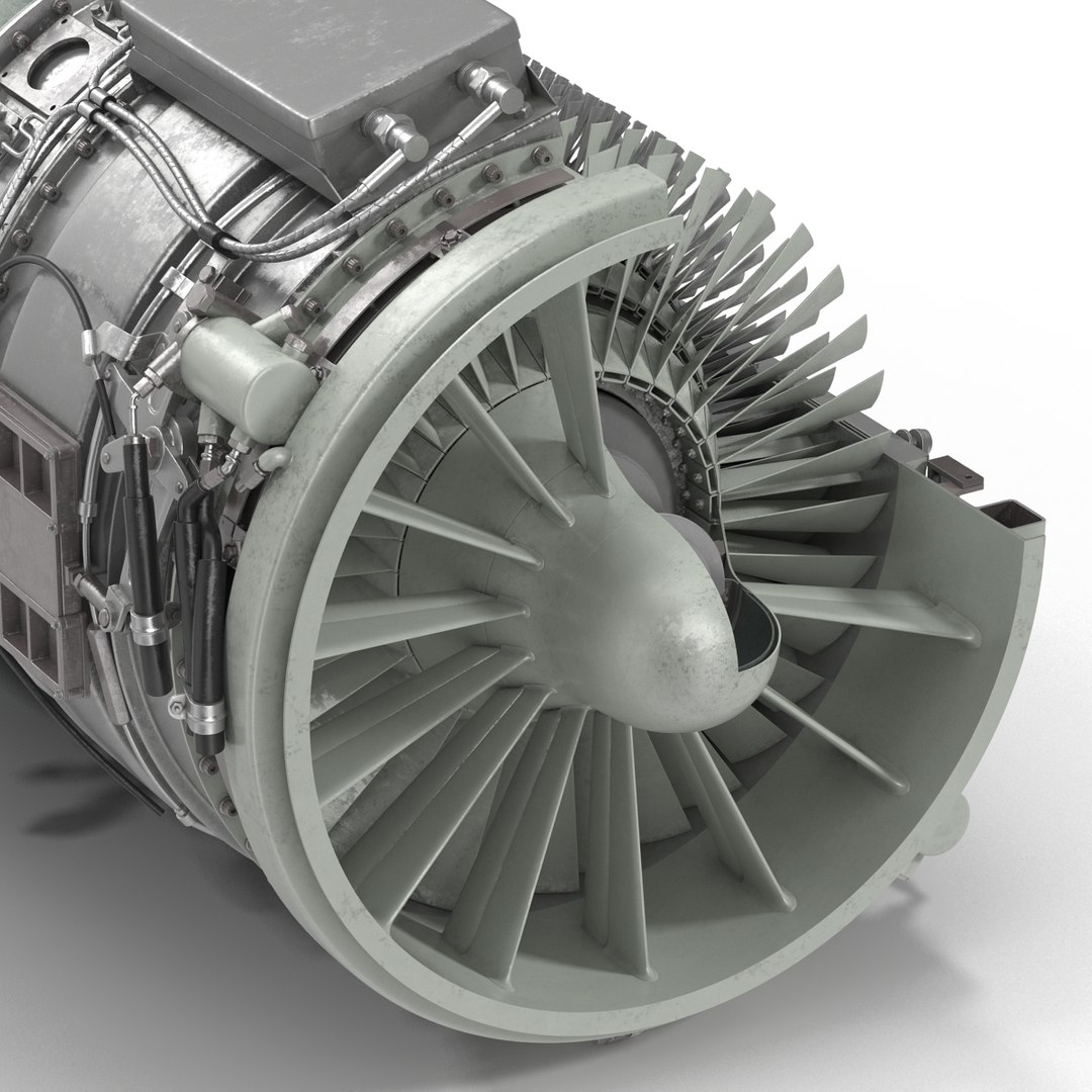 3d obj turbojet engine sectioned