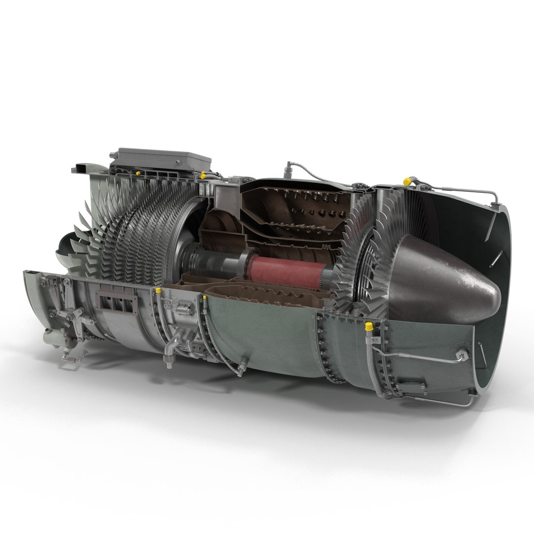 Turbojet Engine Sectioned 3D Model 3D model preview