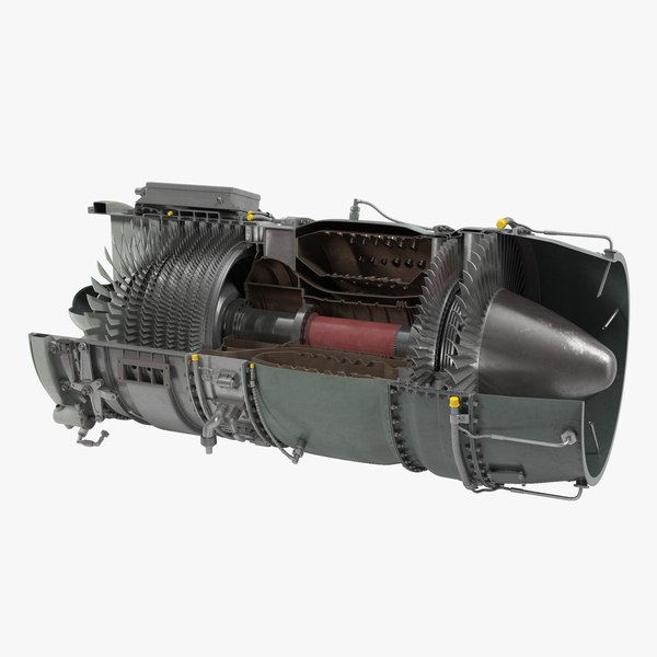 3d obj turbojet engine sectioned