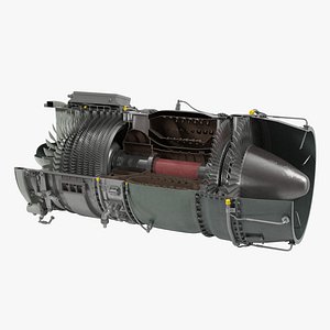 Turbojet Engine Sectioned 3D Model