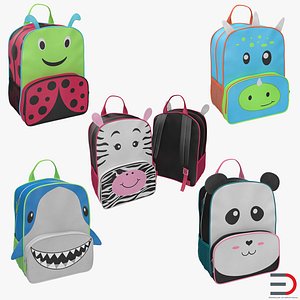 3d model of kid backpacks modeled
