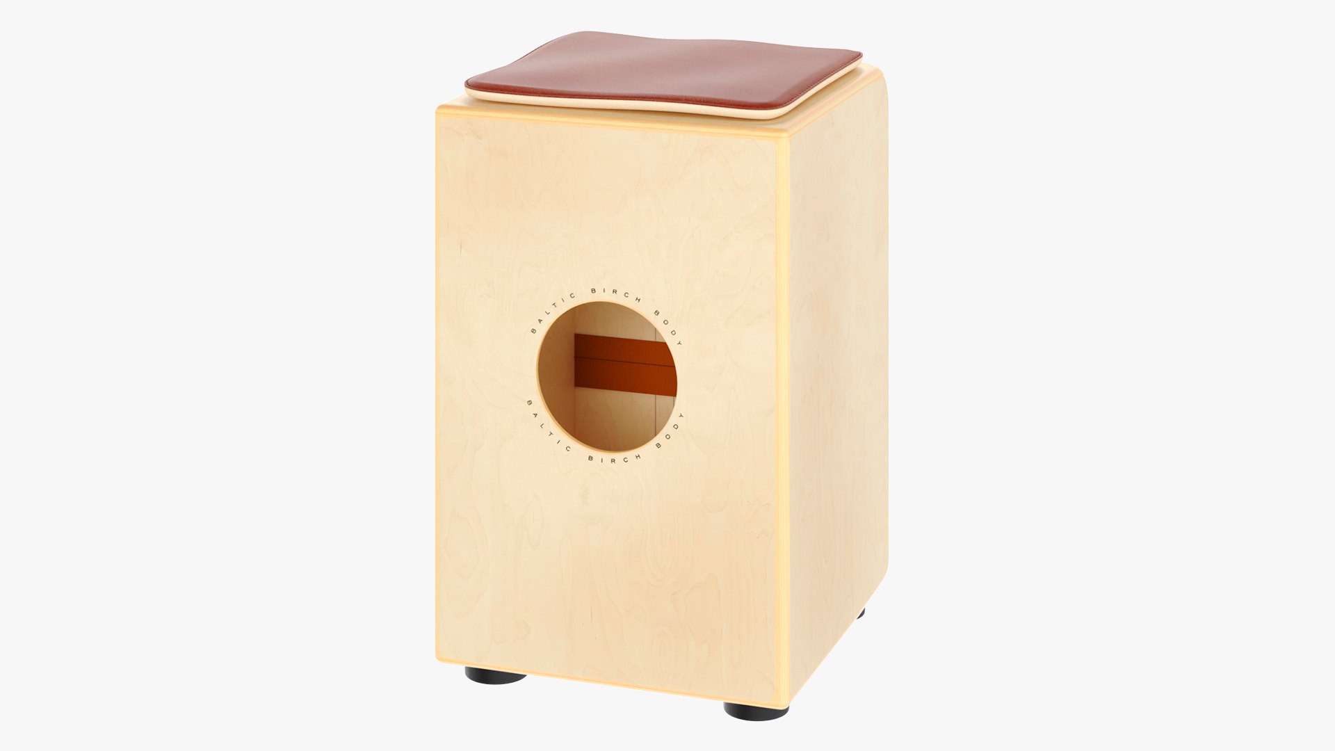 Traditional String Cajon Drum with Seat Pad 3D model preview