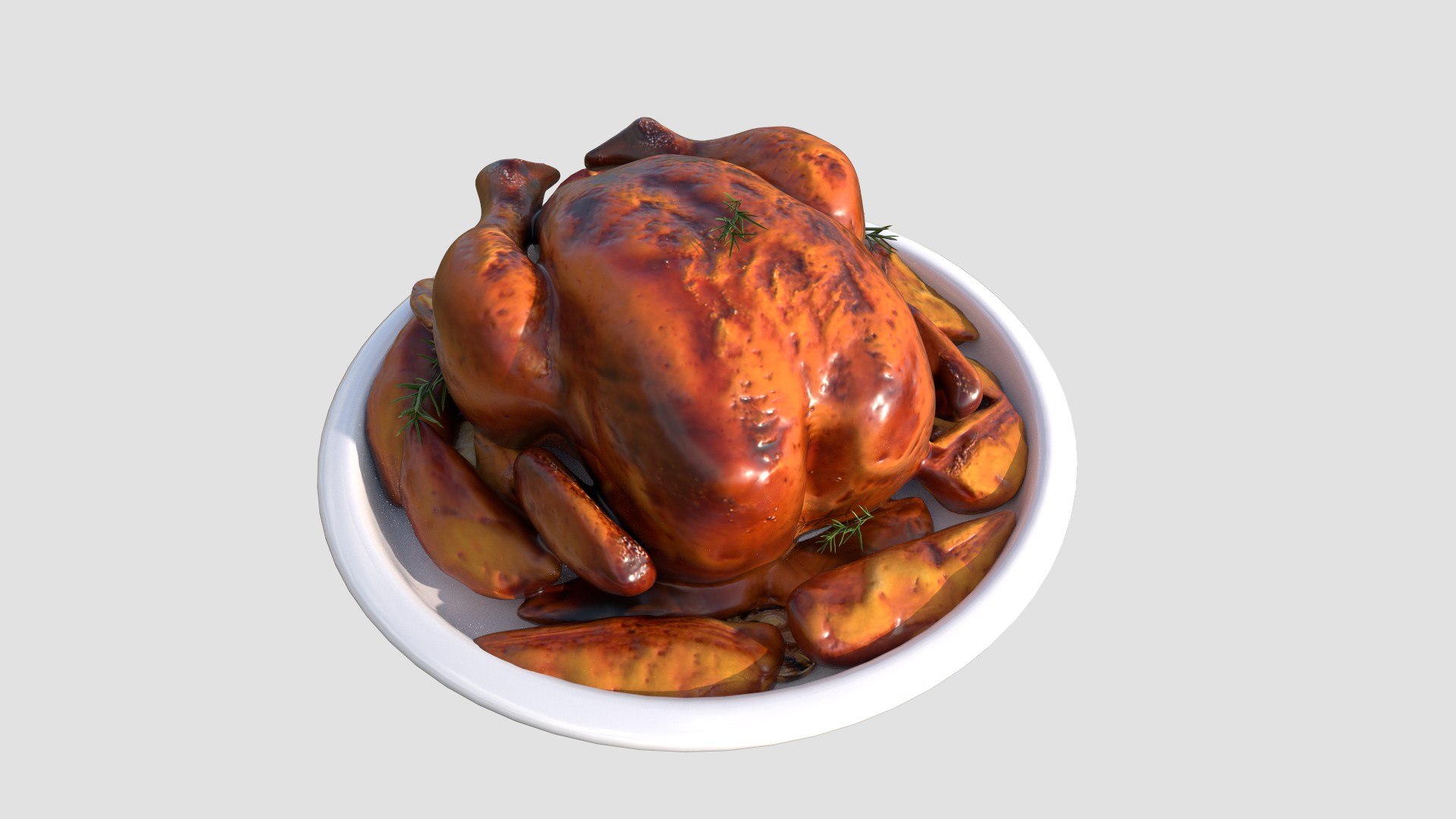 3D Grilled Roasted Whole Chicken Low-poly Model - TurboSquid 2404245