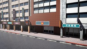 TW Street with Police Station 02 3D model
