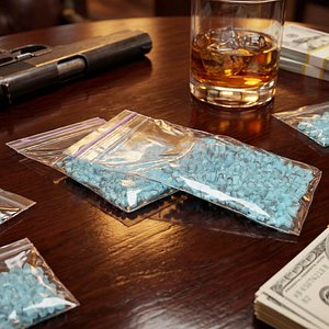 Methamphetamine Crystal Stimulant in Zip Bags Blue 3D model