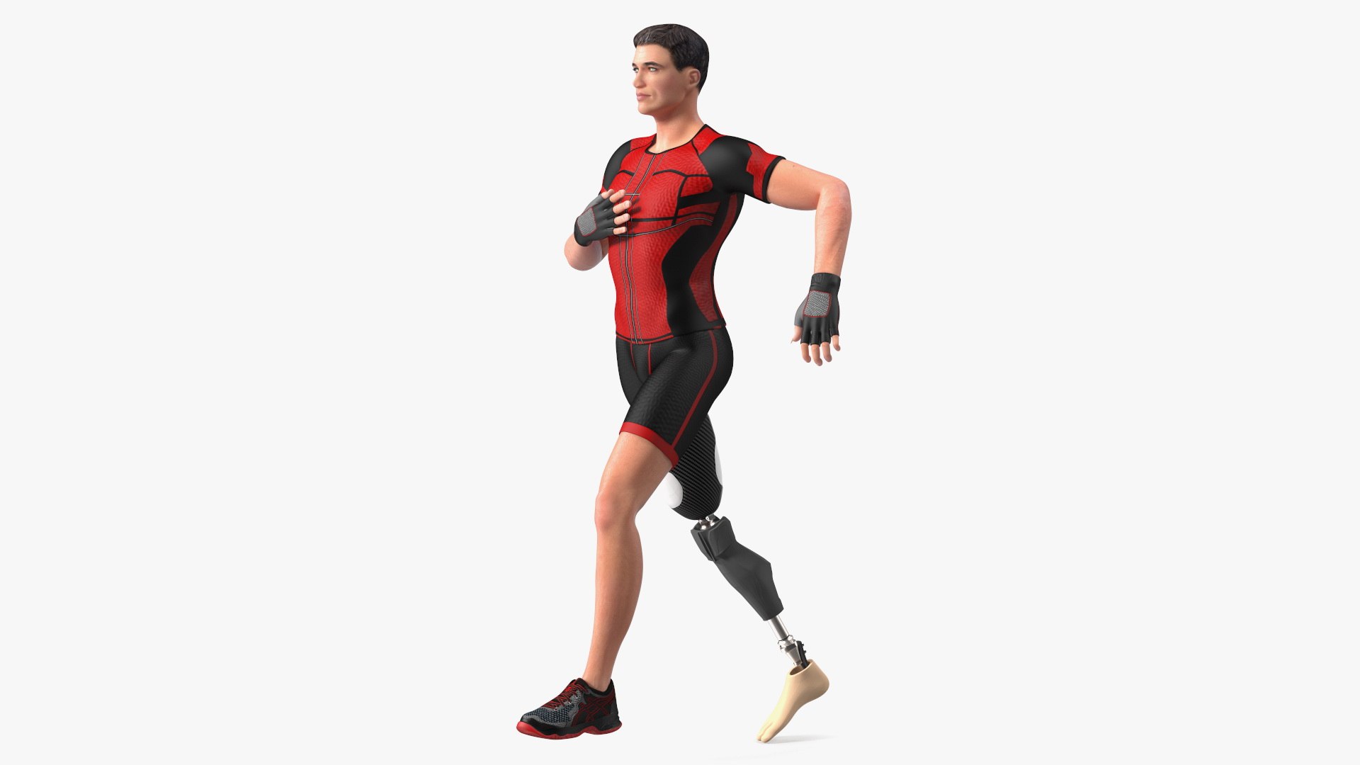 Man Wearing Lower Limb Prosthesis Rigged 3D model preview