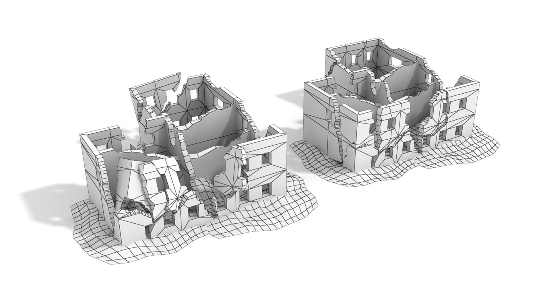 Ruined Building World War 3d Model