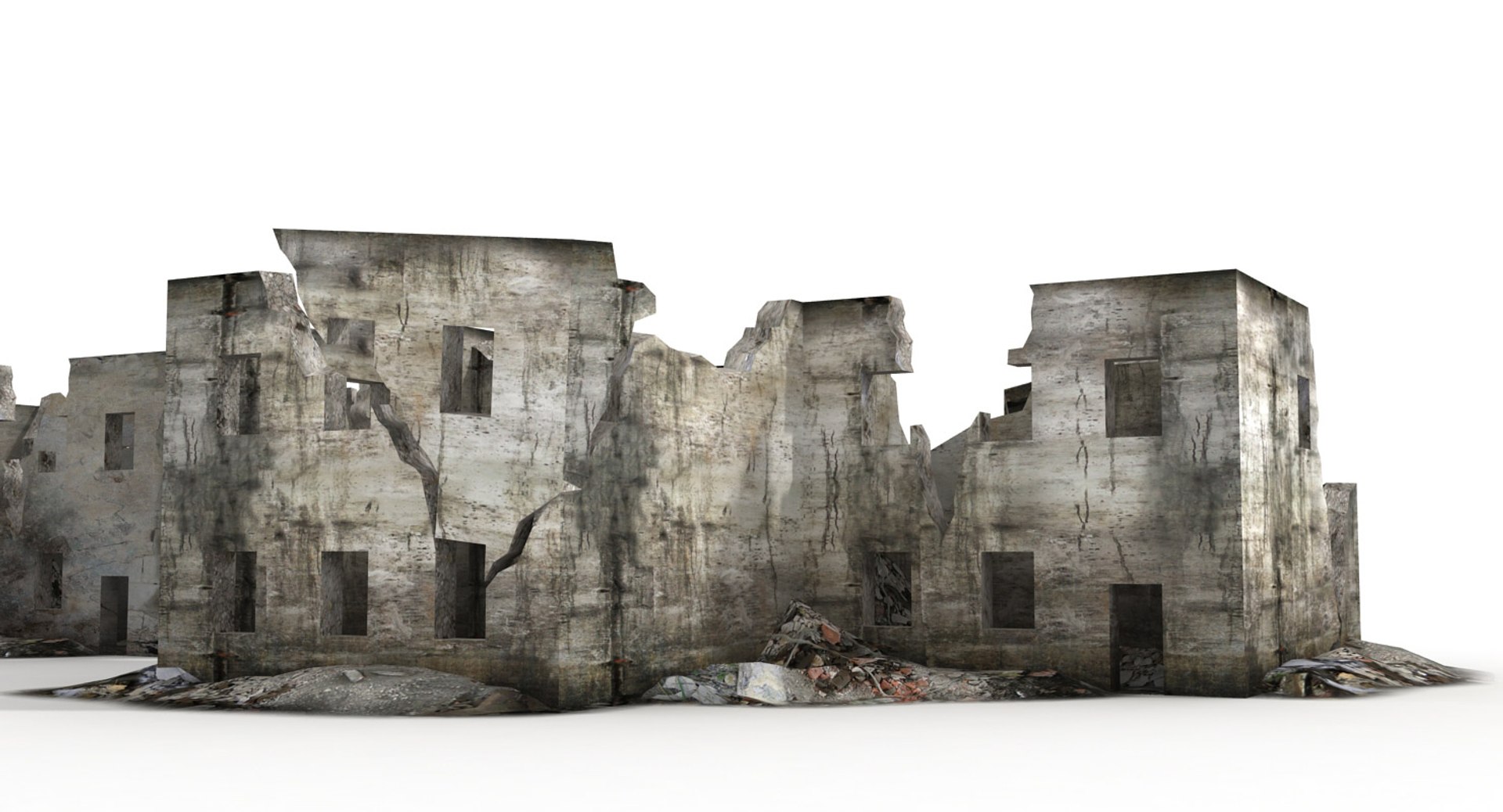 Ruined Building World War 3d Model