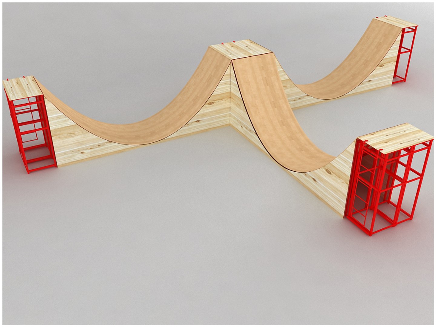 3d Skate Ramp - Half Pipe
