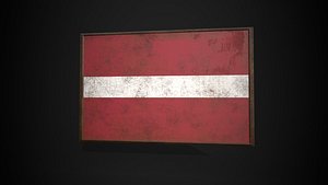 Old Picture Frame With Latvia  Flag - Game Ready PBR Low-poly 3D Model 3D model