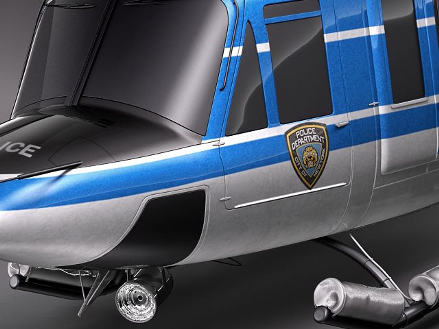 Police Bell 412 Surveillance 3d Model