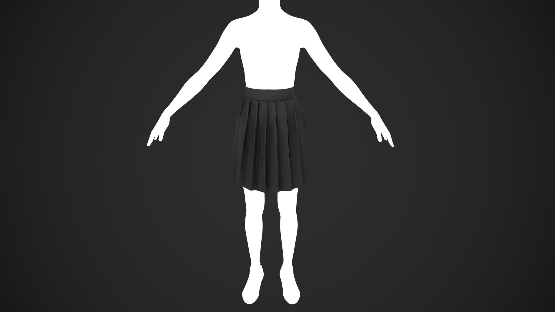 Knife Pleated Skirt- Black