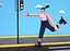 Cartoon Schwester Cartoon Tante Cartoon Frau Marionette Frau Skater Rollschuhlaufen Cartoon Szene werben
