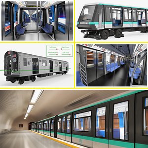 Rigged Subway Trains 3D Models Collection