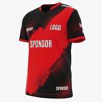 3D Realistic Worn Regular V-neck T-Shirt Short Sleeve Male Body Shape Model for E-Sport ProGamer