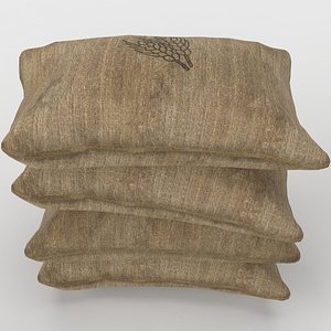 Food Sack Grain Stacked 3D Model