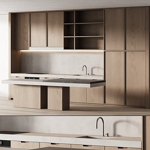 497 modern kitchen 19 minimal wood japandi 02 3D