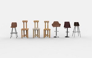 3D Bar Stool set 02 3D model