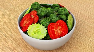 3D Vegetable Salad Dish 1 model