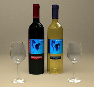 Red and White Wine Bottles