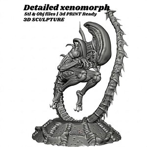 3D model Detailed Xenomorph Sculpture - 3D Print Ready
