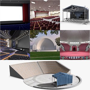 3D Types Of Theatre Stages Collection 3