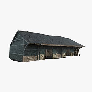 3D Modern architecture tile house warehouse model