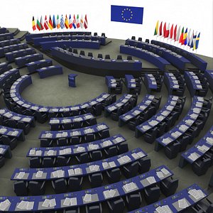 3D European Parliament Chamber