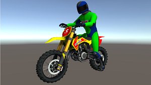 Low Poly Dirt Bike With Rider-3