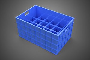 BLUE STACKABLE EMPTY BOTTLE CARRIER PLASTIC CRATE BOX CONTAINER