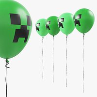 Creeper Face Balloon with String