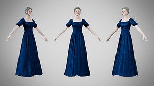Dress 27 Indigo Velvet With Design