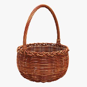 3D wicker wood basket model