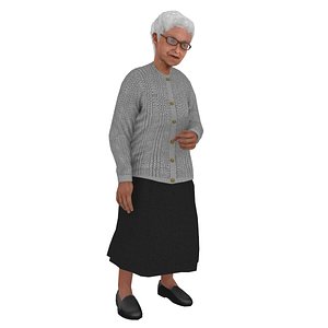 rigged old woman model