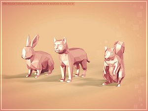 Cat Squirrel Rabbit LowPoly