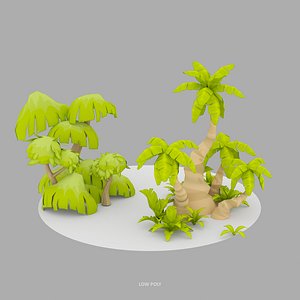 3d cartoon palm trees plants model
