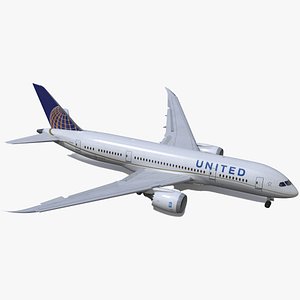 United Airlines Boeing 787-8 Dreamliner Rigged for Cinema 4D