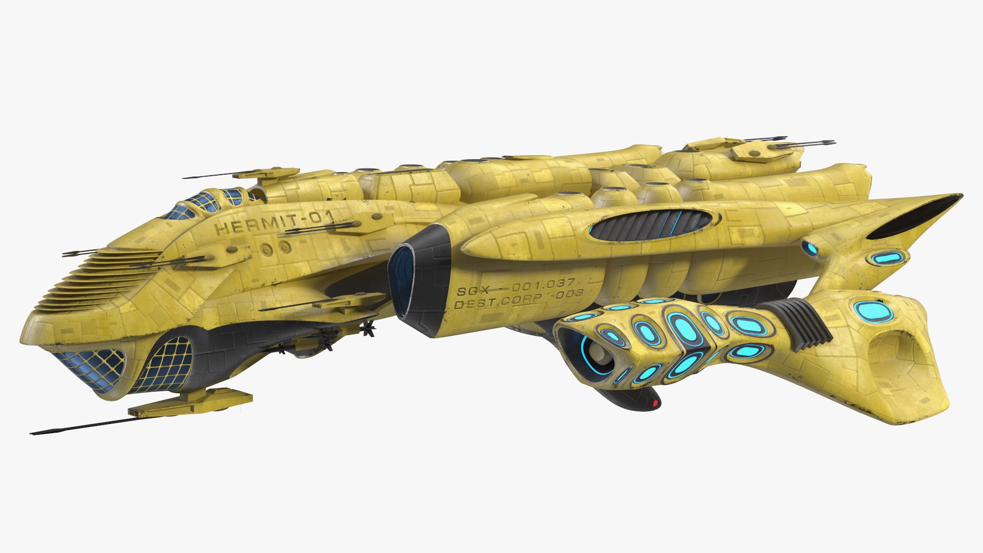 Concept Space Warship Yellow 3D model preview