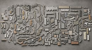 Modular Landscape  Garden Kitbash Pack  100 Assets Game Ready VRay Models 3D model