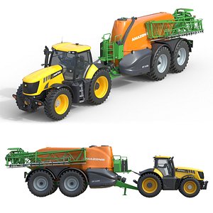 3D JCB Fastrac Tractor and Trailed Filed Sprayer