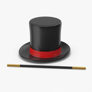 Magic Hat With Magic Wand 3D model